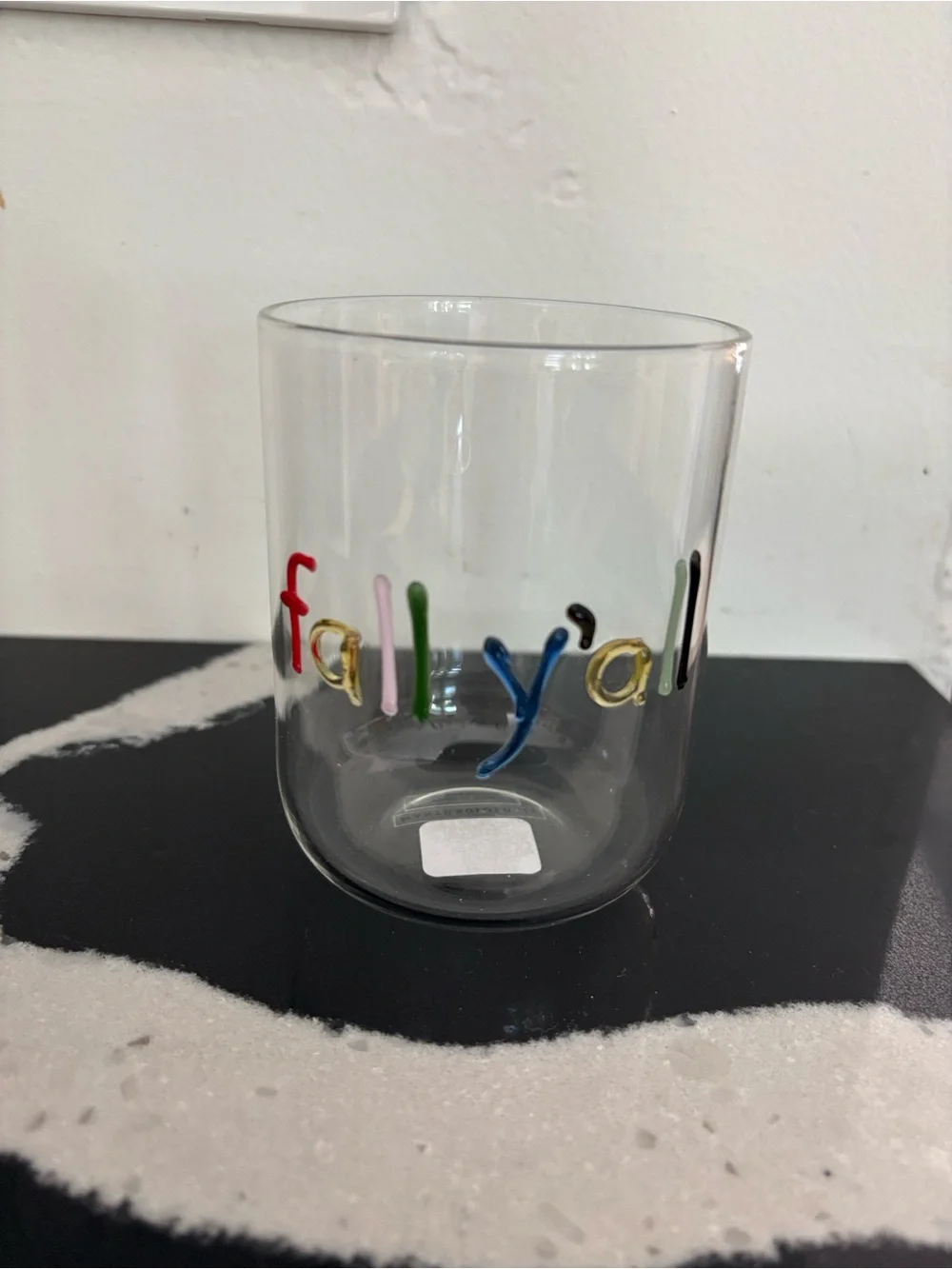 Anthropologie Colorful 'fall y'all' Glass Tumbler